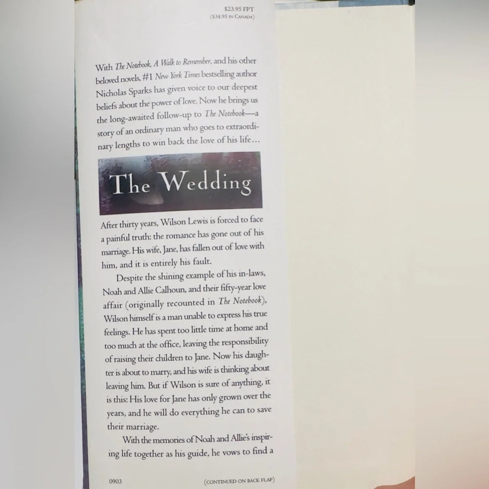 The Wedding by Nicholas Sparks (2003, Hardcover)